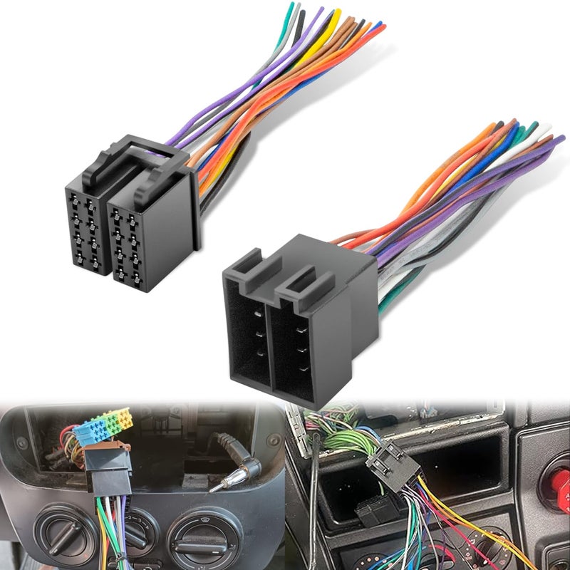 Bedalio 16 Pin ISO Radio Wire Harness Adapter Male & Female Fits for Peterbilt Freightliner Semi Truck International Volvo Sterling Mack Kenworth Stereo Connector to JVC Pioneer Kenwood Sony Android - Image 1
